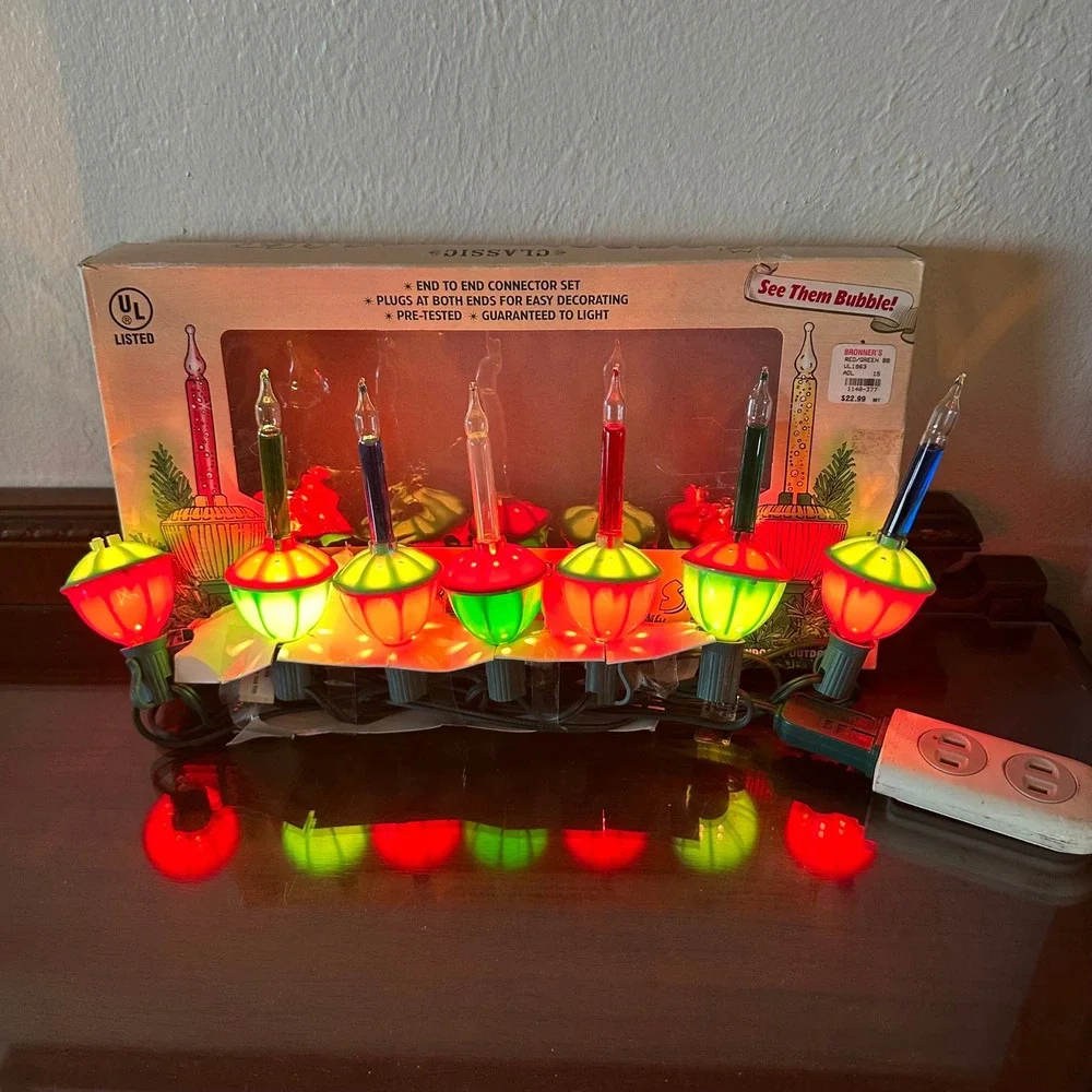 Kurt S Adler Classic 7 Bubble‎ Light Set Christmas Decor UL1963 Multi Color